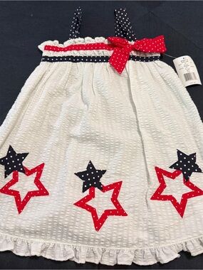Sophie Rose Patriotic Stars Seersucker Dress Size 3T